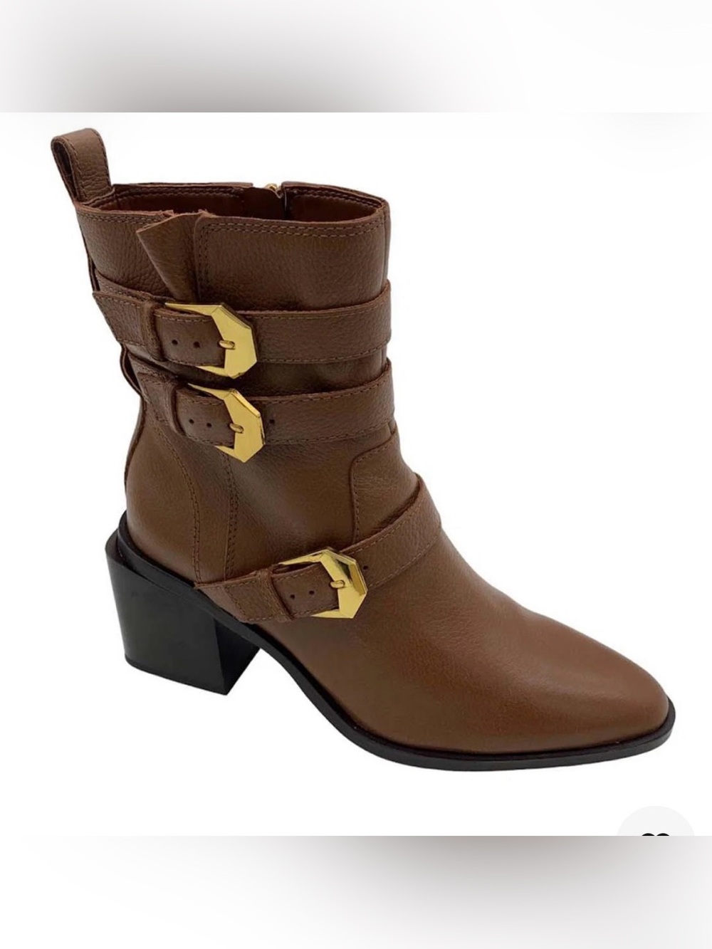 Vince Camuto Kempreea leather buckle Mid-shaft boots in Cocoa Biscuit 8 NWOT
